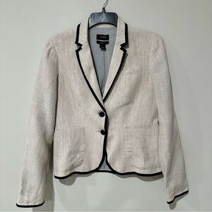 J. Crew Linen Schoolboy Blazer Beige Size 4 Business Casual Capsule Office Chic